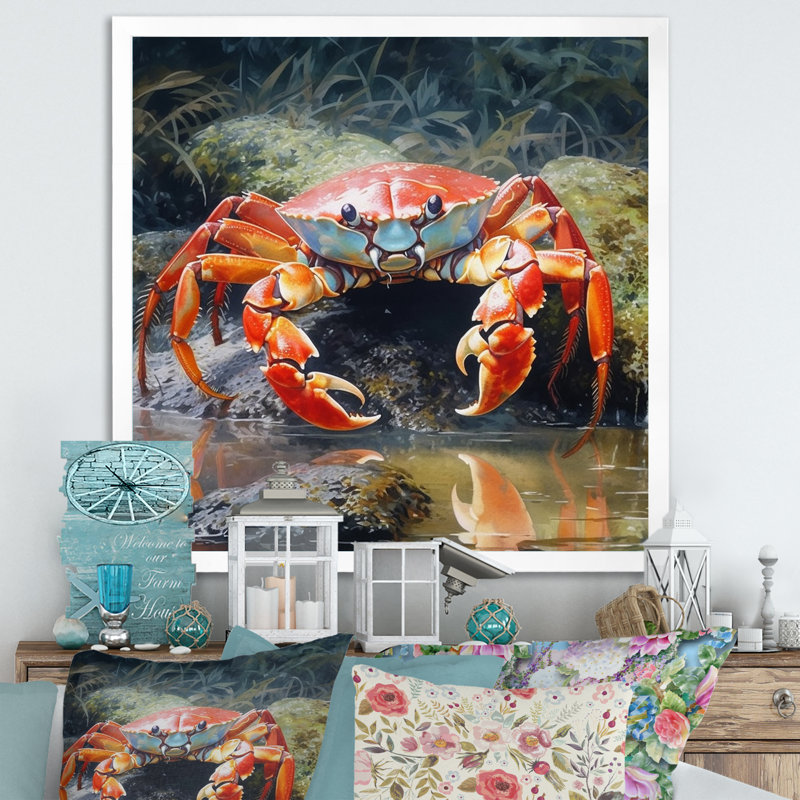 Crab Beachcombers III sur impression sur toile, H 16 po x l 16 po x P 1 po, Cadre simple blanc