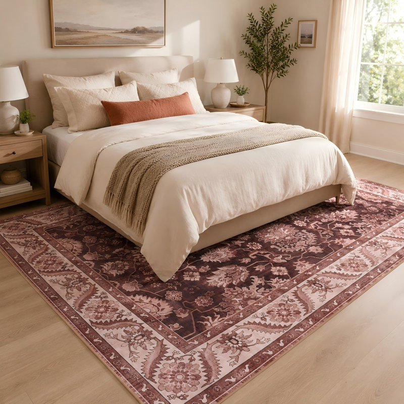 Fillender Washable Soft Vintage Rug Fashion Floral Rug For Living Room Dorm Decor, Rectangle 5' x 7'1"