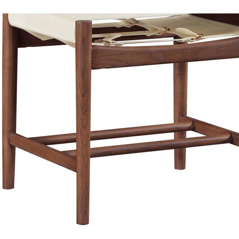 Chaise rembourrée en cuir Rawlins, Crème végétalien en cuir, Brun