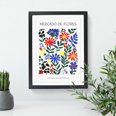 Botanical Flower Market Exhibition No.8 - Single Picture Frame Print on Wood