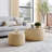 Round Storage Ottoman, Woven Rattan Fabric Ottoman, 2 In 1 Function, Work As End Table And Ottoman,With Small Seat-Nature