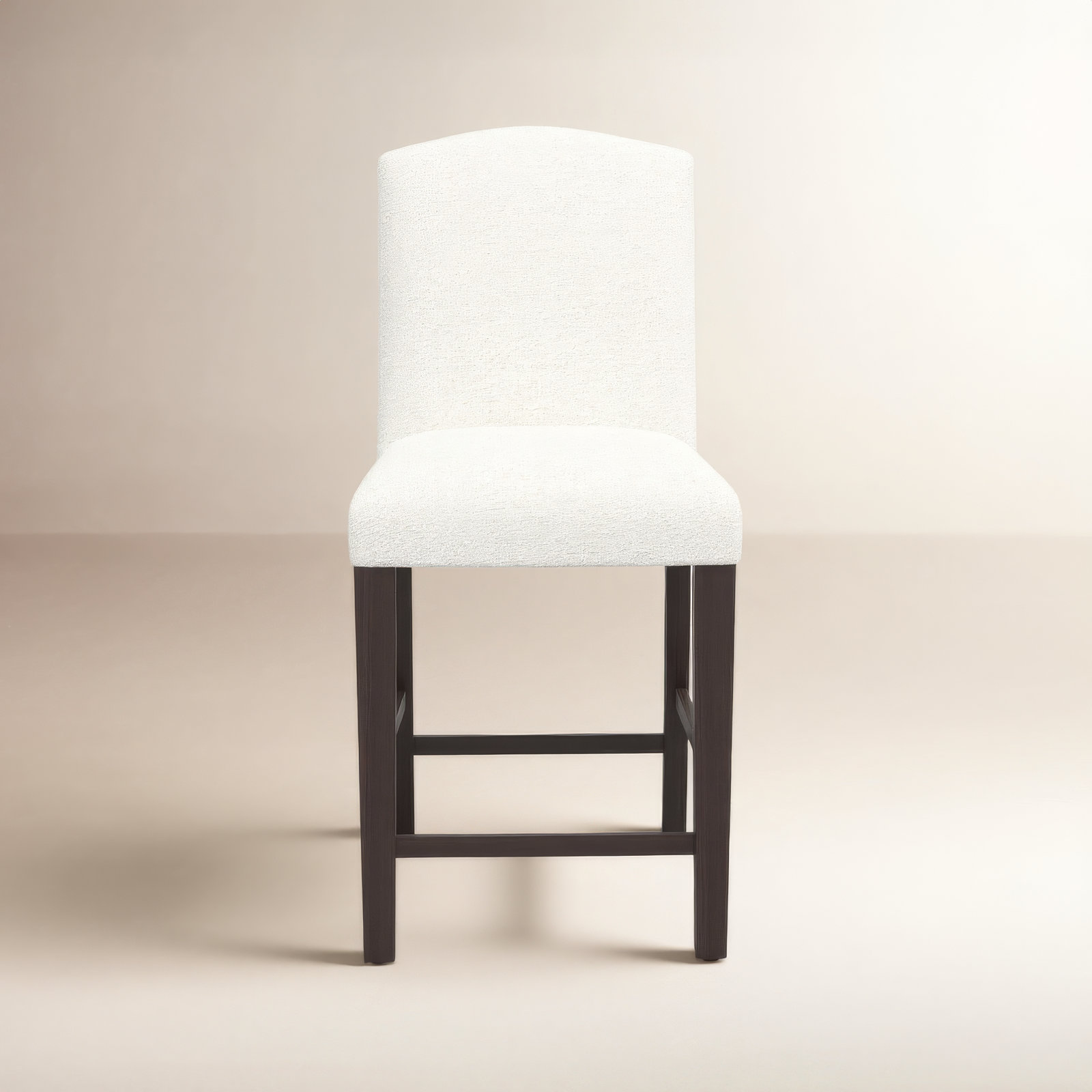 April Upholstered Stool, Counter Stool (26" Seat Height), Classic Snow Boucle, Black Wood