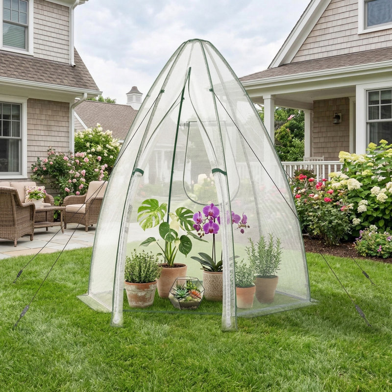 5.5'X5.5'X6' Portable Mini Garden Greenhouse, Thick All-Weather Waterproof PE Cover & Reinforced Rust-Resistant Frame