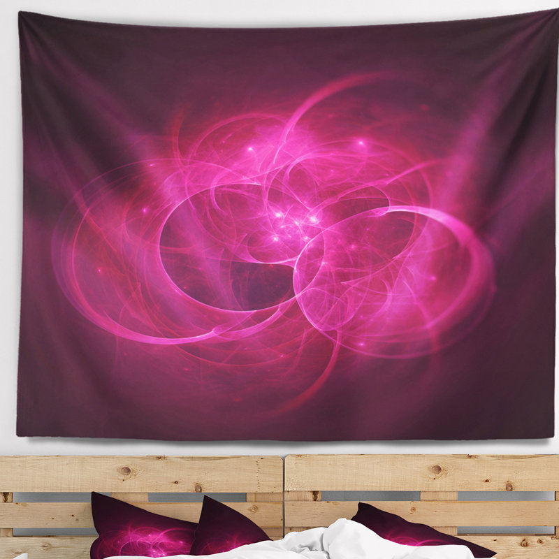 Tapisserie de cercles magenta brillant Abstract, H 32 po x l 39 po