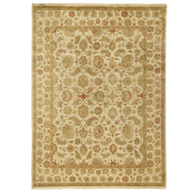 Tapis beige et ivoire noué à la main de haute qualité