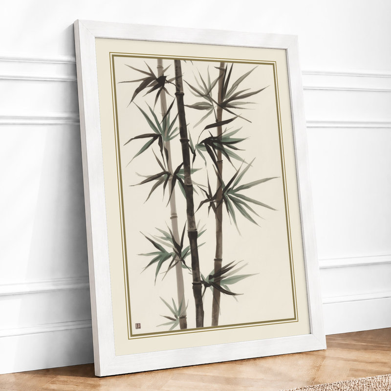 Bamboo Study Japandi - Framed Print, A1 - 84.1 x 59.4 cm, White