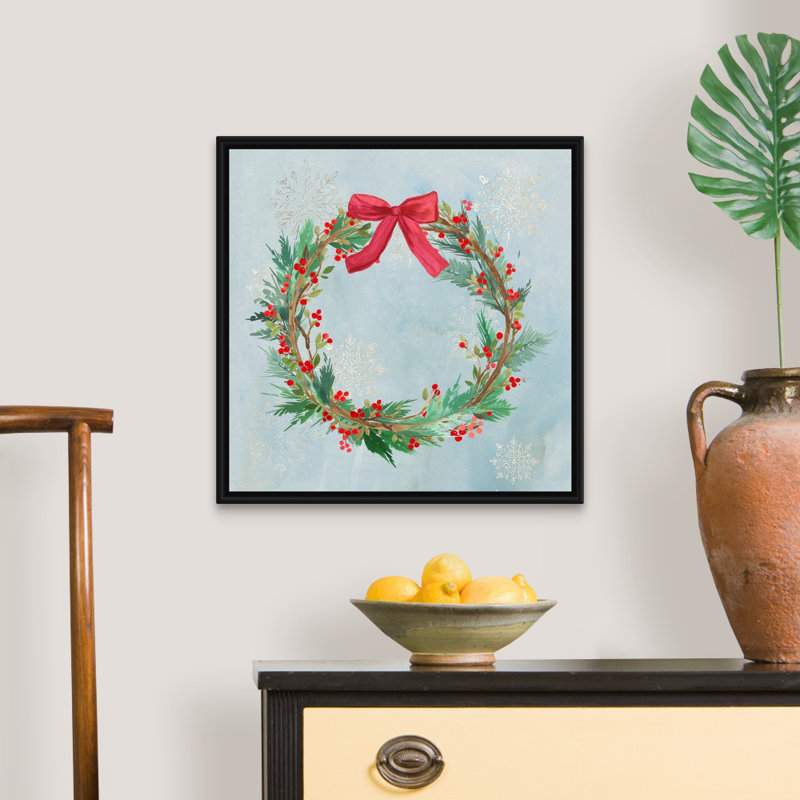 Couronne de Noël-reproduction d’art sur toile, Cadre noir, 22" H x 22" W x 1.75" D