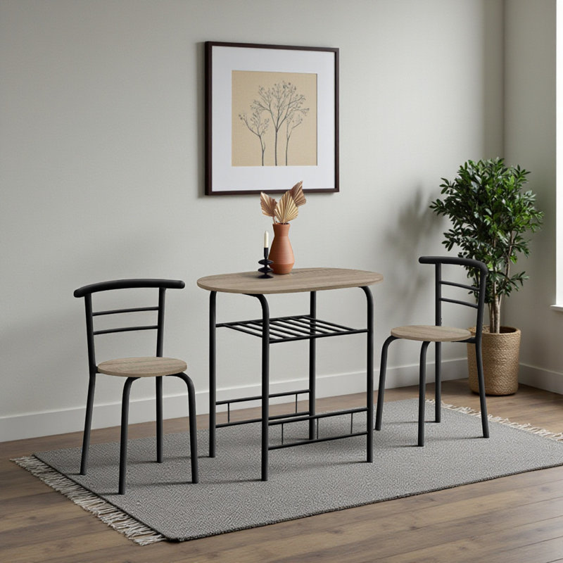 Kyler Dining Table Set, Taupe, Natural/Black