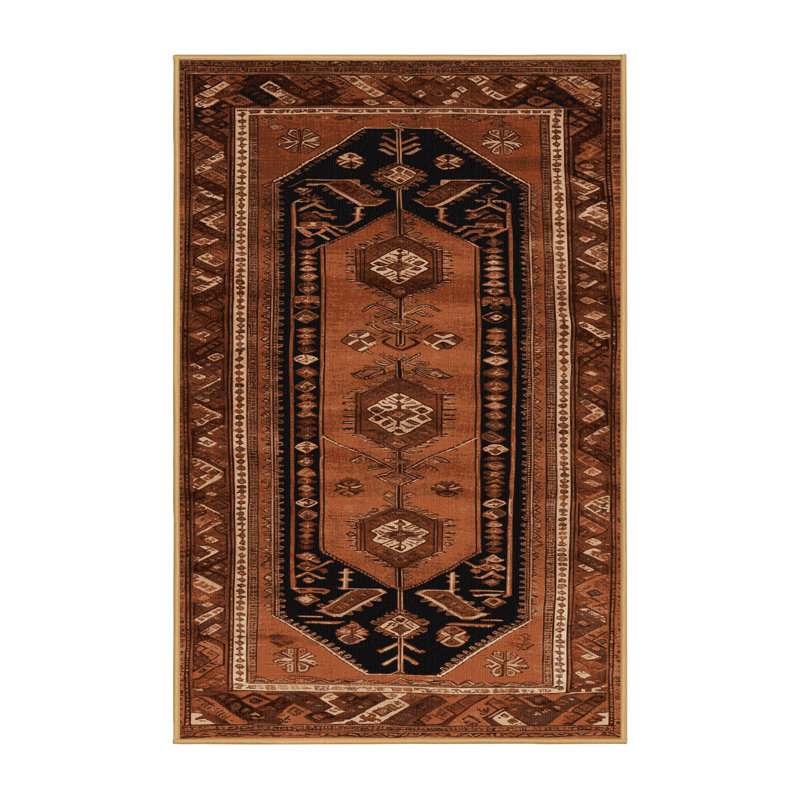 Tapis brun turc lavable à la machine, Tapis de couloir 2 pi x 4 pi