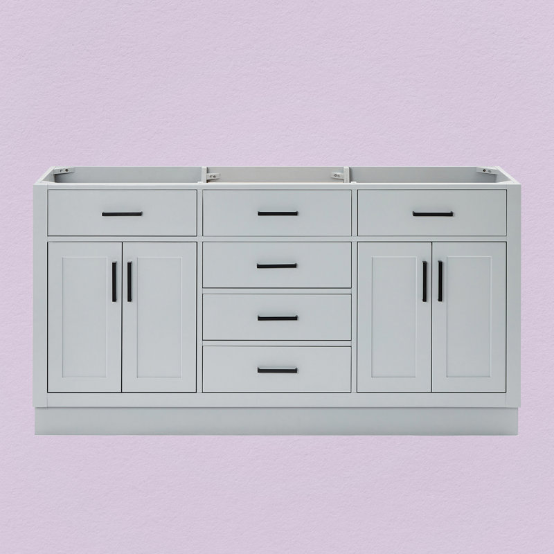 Hepburn 66'' Double Bathroom Vanity Base Only, Matte Black, Gray