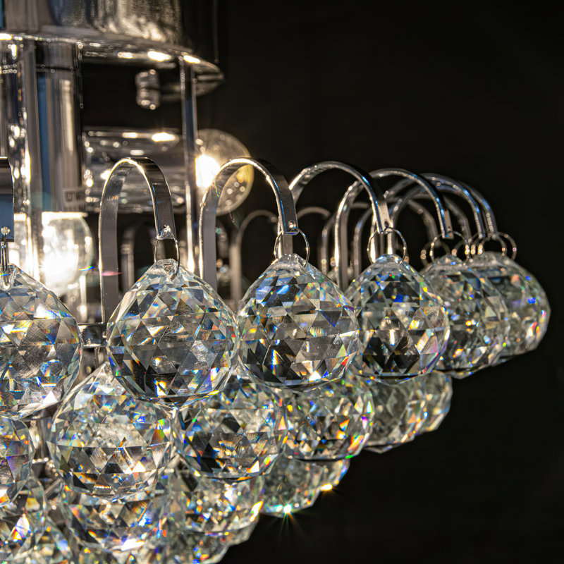Lustre 15 lumières en cristal argenté 31,5 pouces avec télécommande