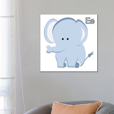 E Is For Elephant by 5by5collective - Wrapped Canvas Print