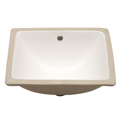 20" L x 15" W Undermount Bathroom Sink Rectangular White Ceramic Bathroom Sink Vanity Basin with Overflow