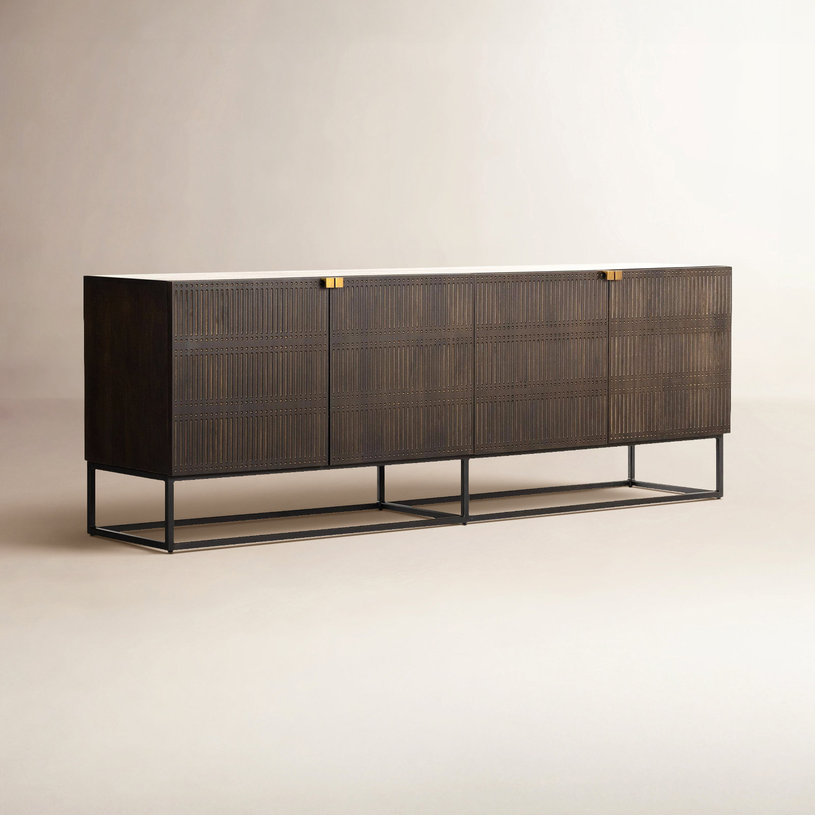 Fleur 79'' Media Console, Carved Vintage Brown