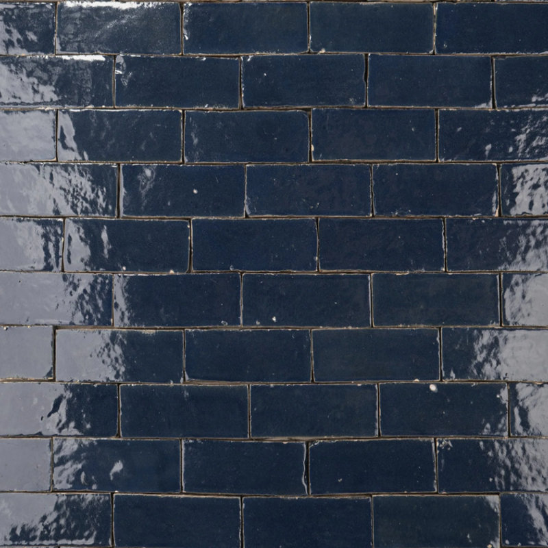 Carreau de terre cuite aspect pierre 2 po x 6 po Zellige, Bleu