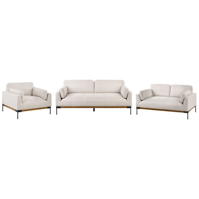 SKAVEN 3 - Piece Living Room Set, Light Beige Polyester