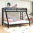 Metal Bunk Bed with Ladders and Guardrails and Slats-1709101776