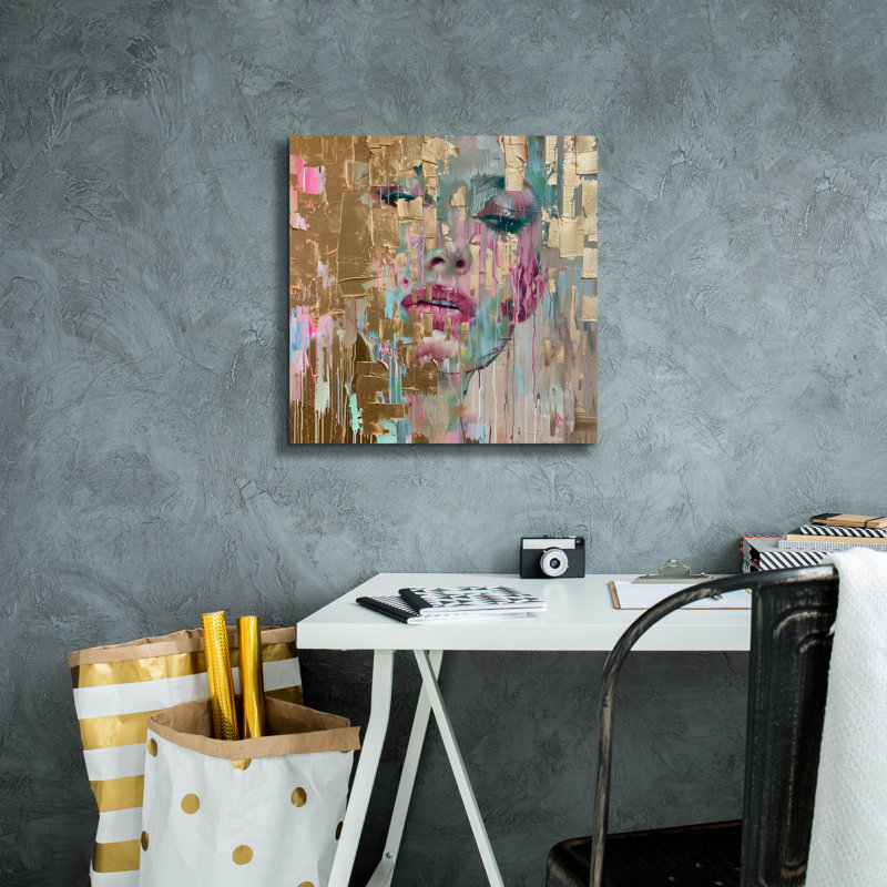 "Epic Graffiti" Golden Dreamscape "par Svetlana Aleynikova, art mural sur toile, H 18 po x l 18 po