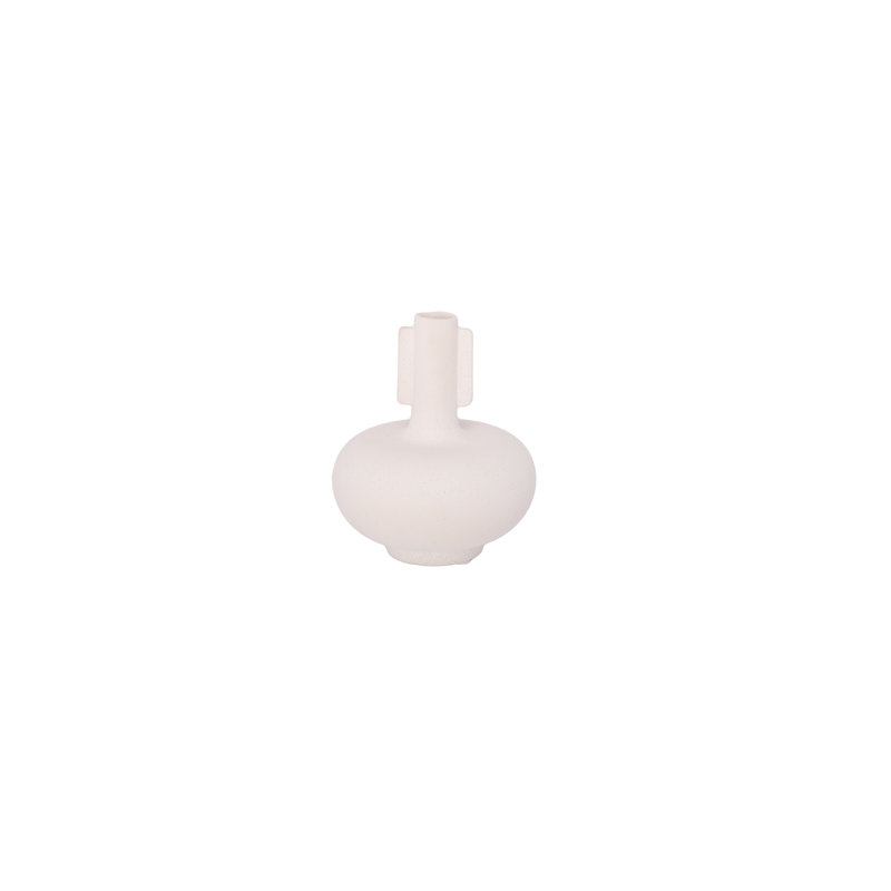 Vase en céramique blanc, H 7,5 po x l 6,5 po x P 6,5 po