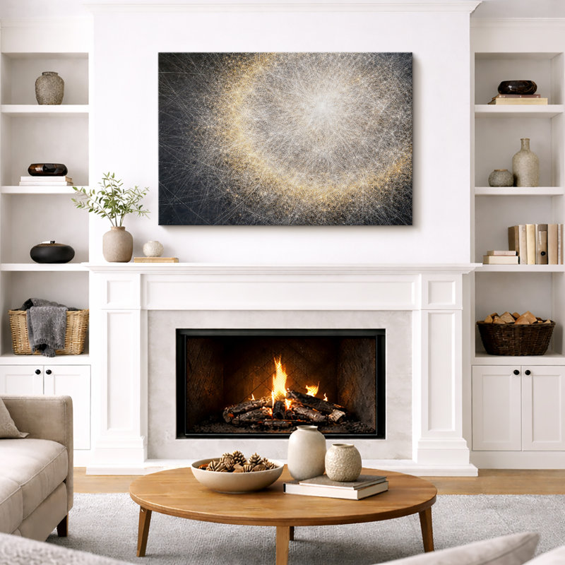 Œuvre abstraite de lumière, images de Golden Energy Burst, impression sur toile encadrée, H 32 po x l 48 po x P 1,5 po