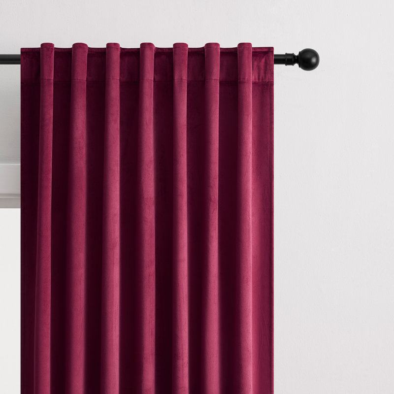 Deavion Velvet Solid Color Back Tab Room Darkening Curtain Panels, Burgundy, 52" W x 96" L