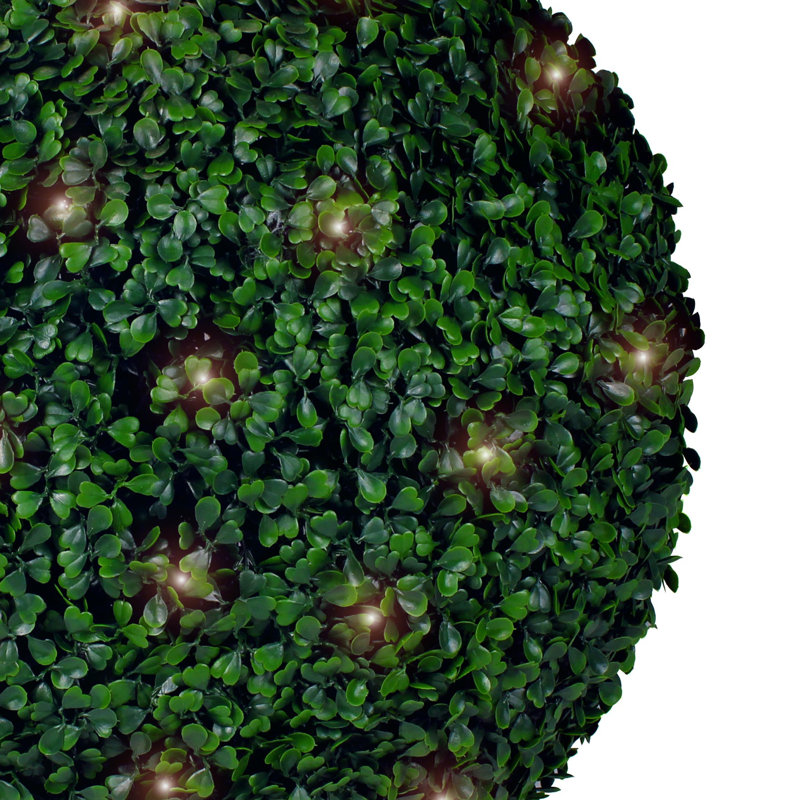 15" Green Plastic Boxwood Lighted Topiary Ball