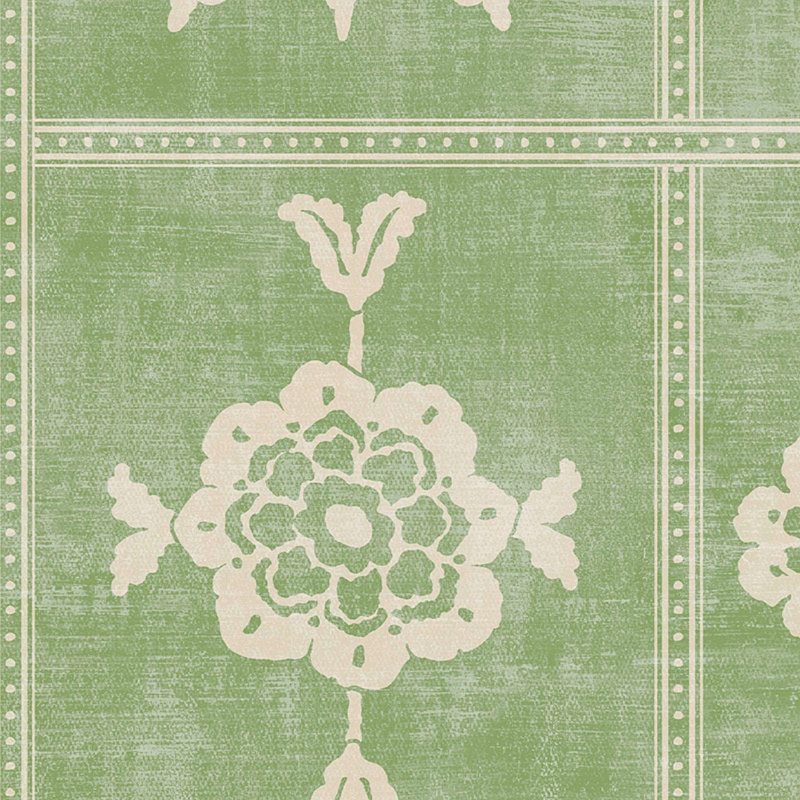 Joules Garden Floral Grid Red/Blue Wallpaper, Green
