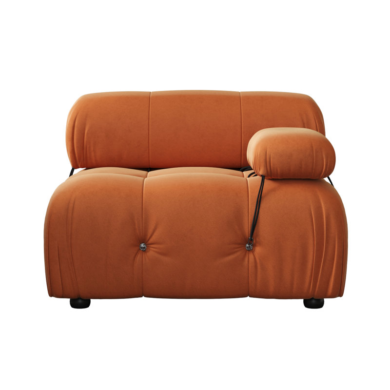 Chaise rembourrée en tissu de velours simple à un bras, Orange