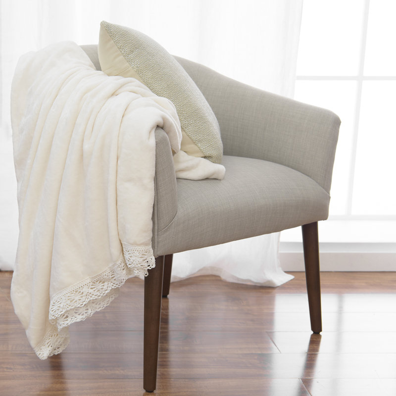 Hand Woven Throw Blanket, 60"L x 29"W, Ivory