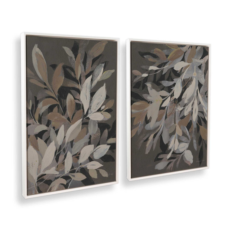 «Midnight Petal Dance», ensemble de 2 impressions sur toile, H 37 po x l 50 po, Blanc opaque