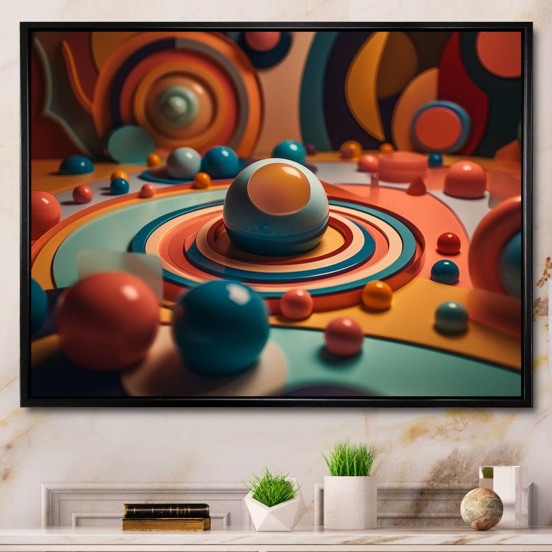 «Abstract Shere In Retrofuturistic Rose and Blue», reproduction de toile abstraite, H 16 po x l 32 po x P 1 po