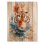Tigre à la chasse en Afrique I - Impression moderne en bois orange sur bois de pin naturel-401944984