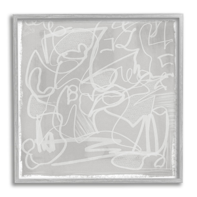 "Contemporary Contemporary Beige Scribbles" encadré sur bois par Leah Straatsma, impression, H 17 po x l 17 po x P 1,5 po