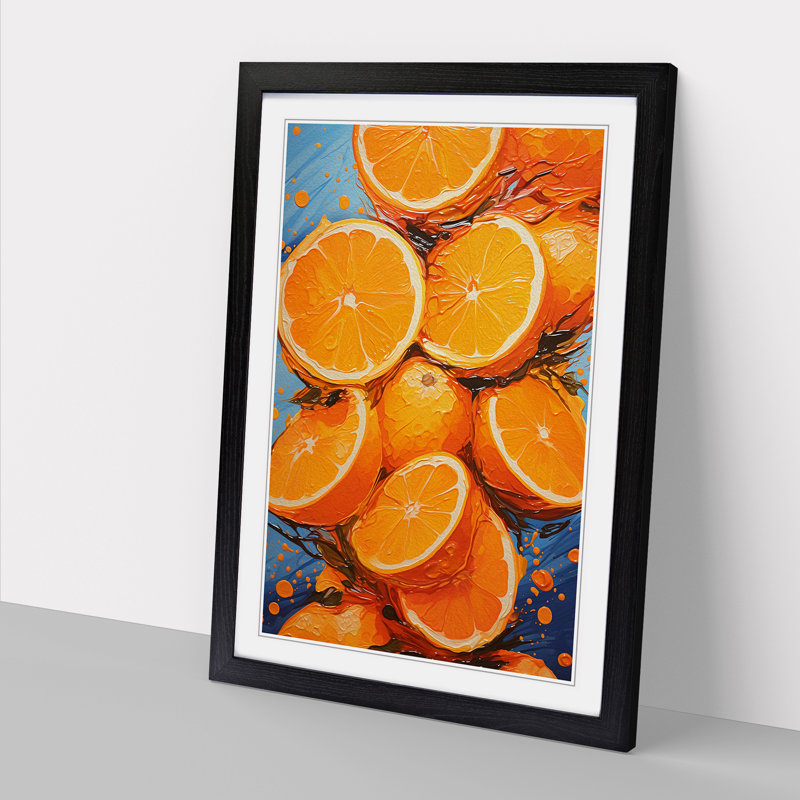 Orange Fruit Abstract - Framed Print, Black, 64cm H x 46cm W x 2cm D