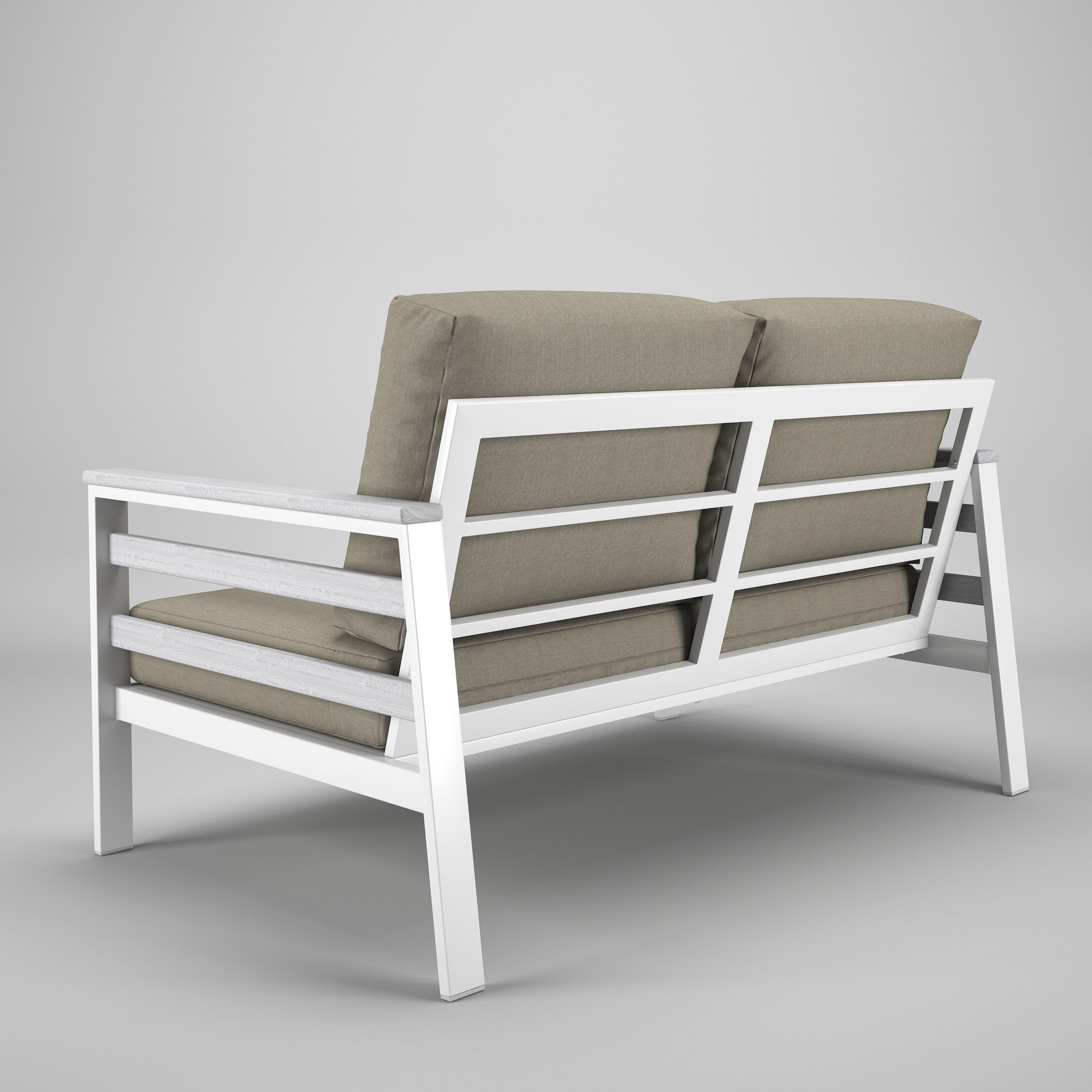 Townsend Metal Outdoor Loveseat With Sunbrella Cushion, Spectrum Dove