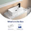Vasque de salle de bain rectangulaire en porcelaine vitrifiée, 49,5 cm (L) x 25,4 cm (P), avec trou pour robinetterie.