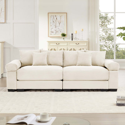 Coussin modulaire surdimensionné de 92 po avec accoudoirs extra larges en velours côtelé modulaire Cloud