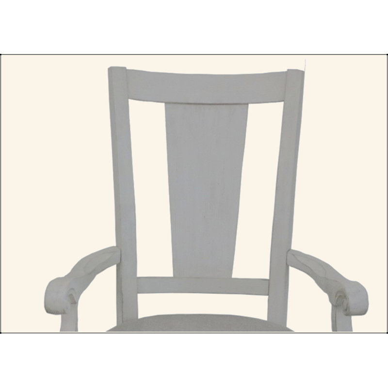 Chaise avec accoudoirs Katia en lin gris clair et blanc vieilli (ensemble de 2)