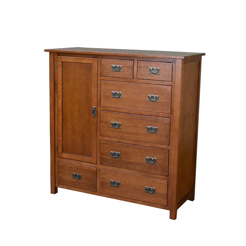 Commode combinée en bois massif 7 tiroirs Radan, Brun