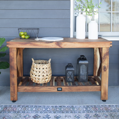 Backyard Discovery Acacia Wood Farmhouse Narrow Console Table with Lower Storage Shelf