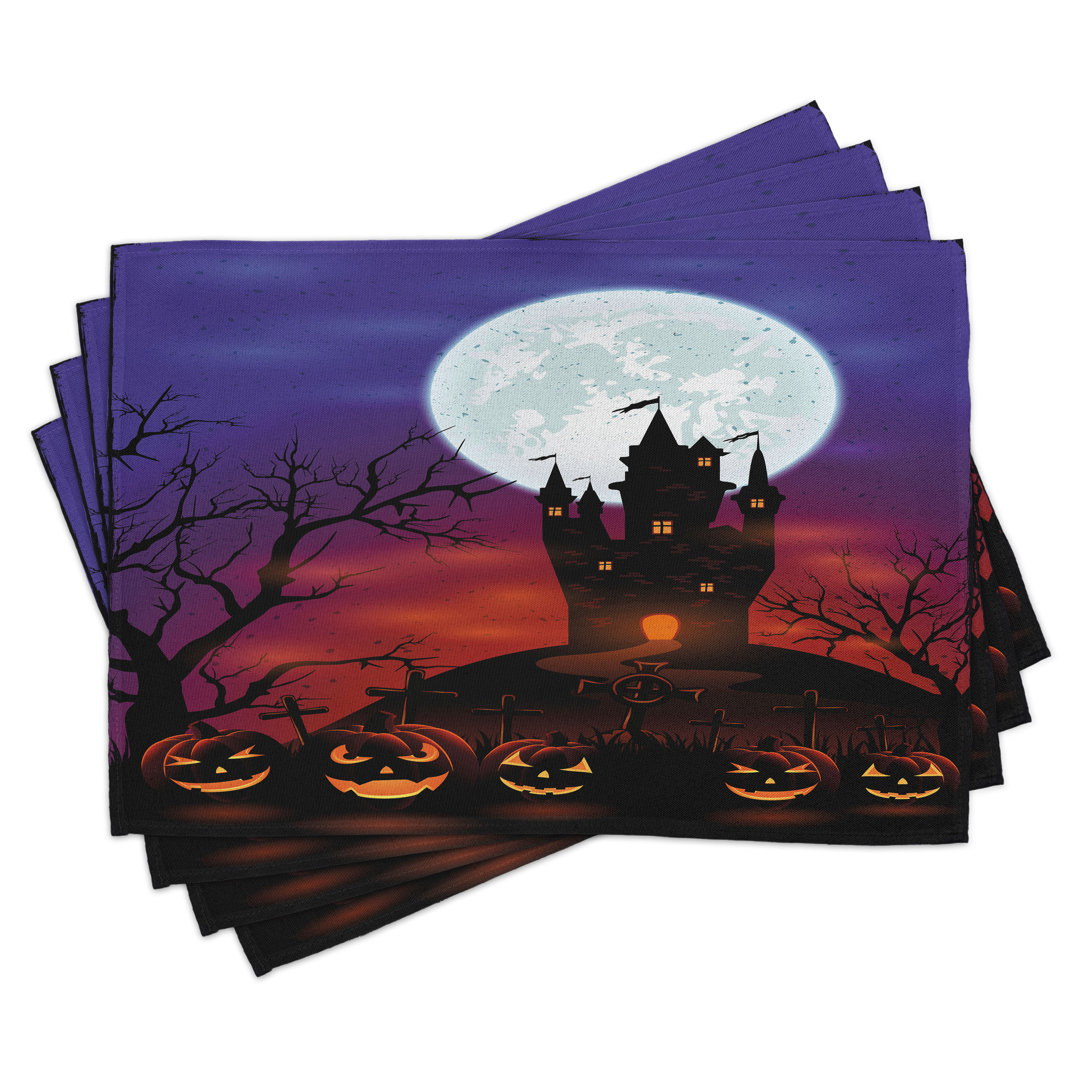 Platzdeckchen 4er Set, Cartoonish Haunted Castle, Multicolor