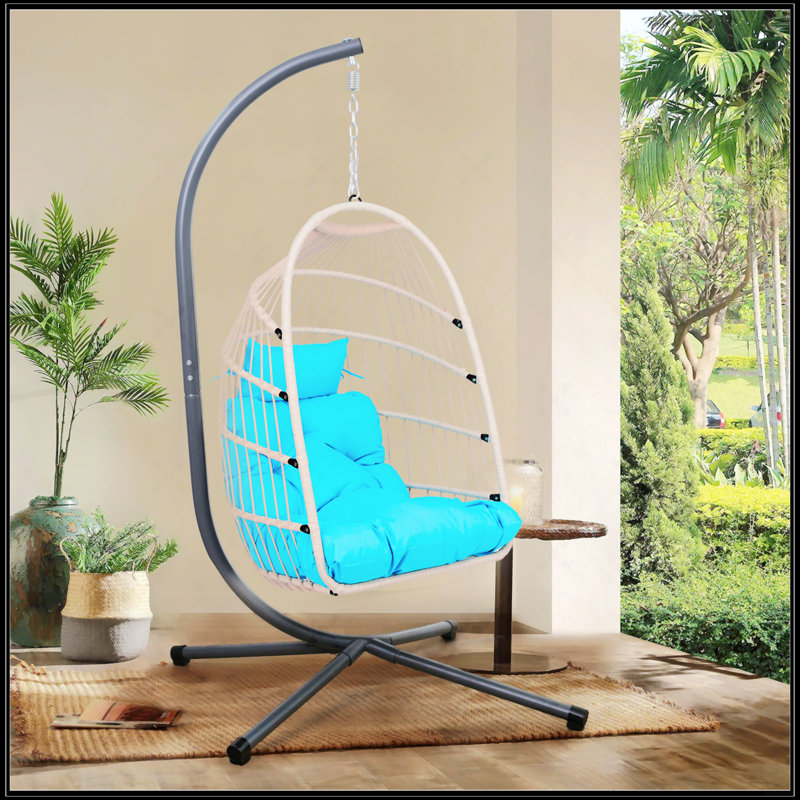 Fauteuil suspendu d'extérieur avec support, Bleu