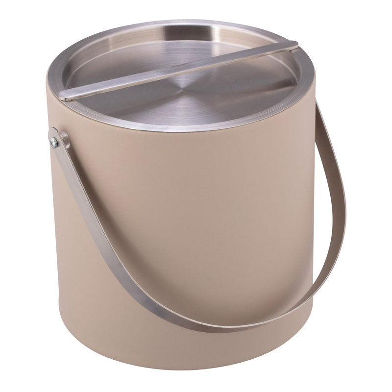 Seau à glace en similicuir Senetta, Taupe / chrome brossé