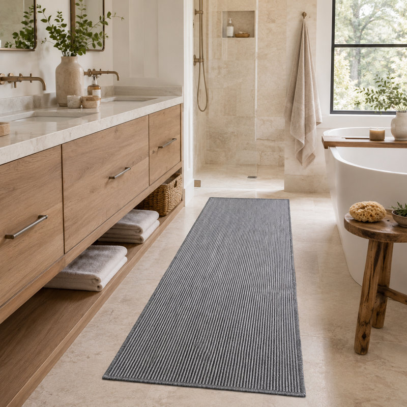 Tapis de couloir gris antidérapant Essential Lane Slate, Ardoise, 11 pi
