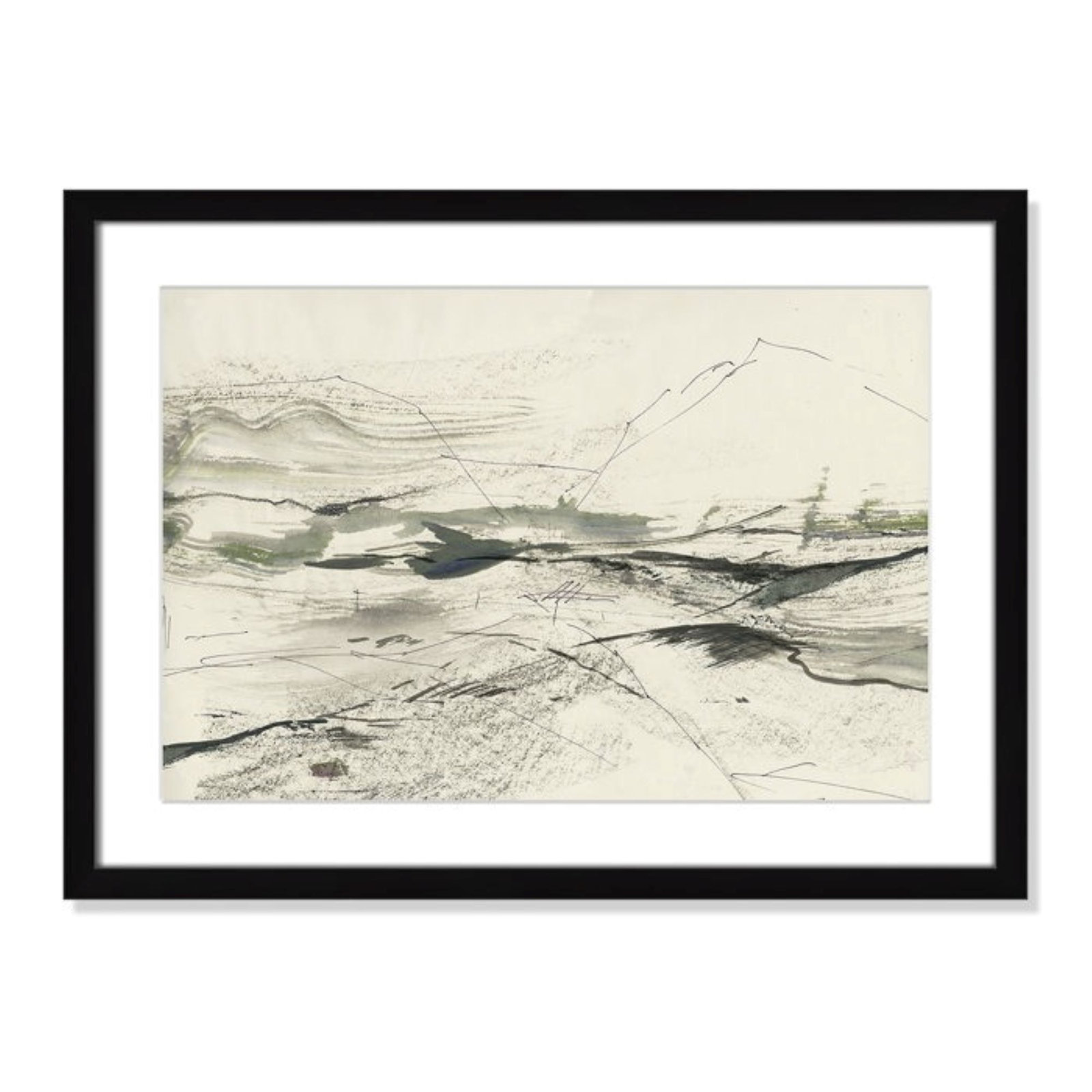 Green Sketches Print by PI Studio, 17" H x 23" W x 1.25" D, Black Box Picture Framed, White