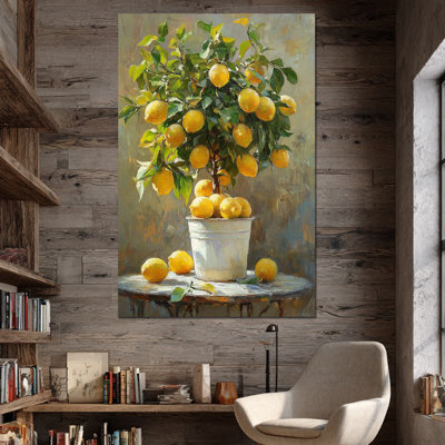 Art mural citron, cuisine murale citron, art mural en toile citron pour la cuisine, affiche de fruits italien, impression murale rétro de fruits