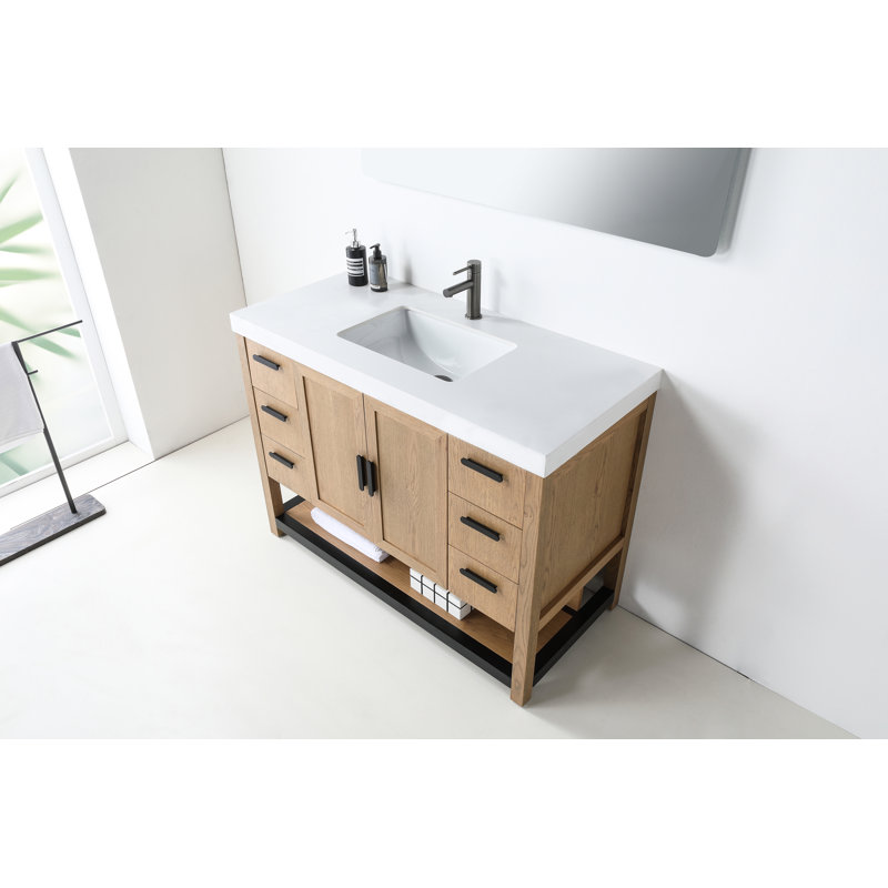 Winchester 48” W Single Vanity, Pecan Oak, White