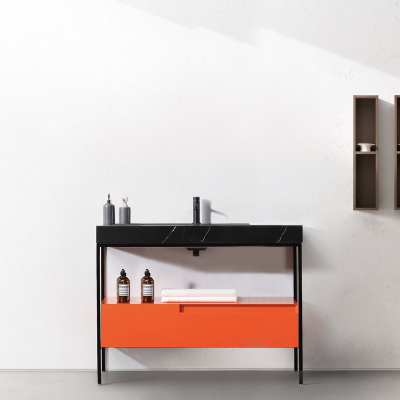 Texel 42" W Single  Vanity, Red Amber, Black, Black