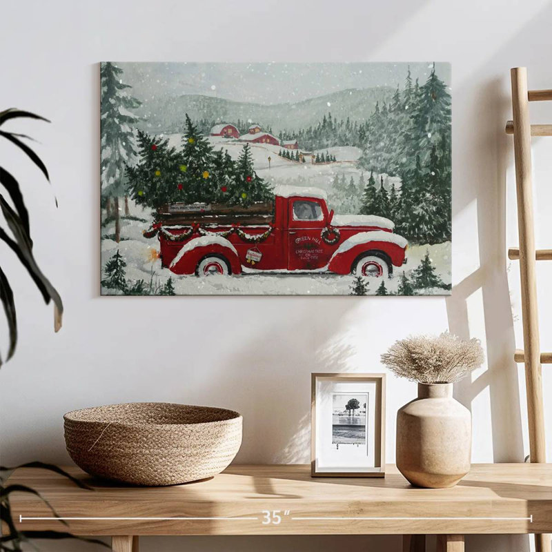Camion rouge de Noël, H 16 po x l 24 po