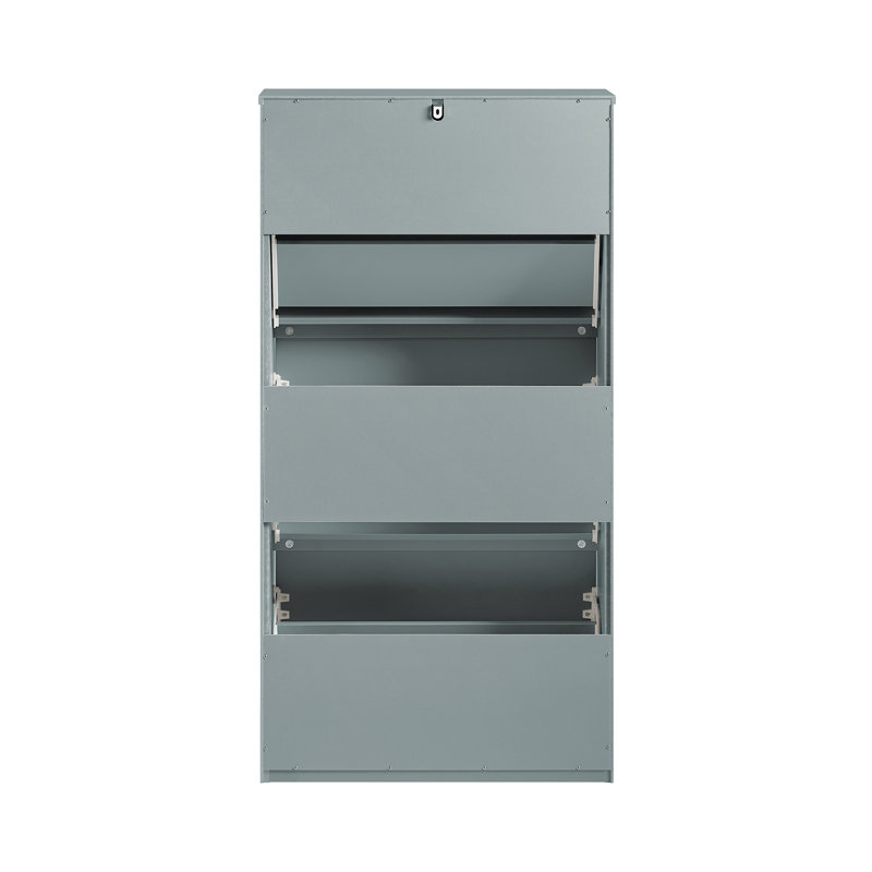 Shoe Storage Cabinet, Grey/Brown/Blue, 3